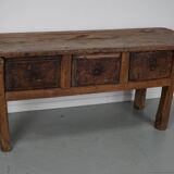 Table d'Appoint / Console Antique de Ferme Rustique Espagnole en Châtaignier, 18ème Siècle