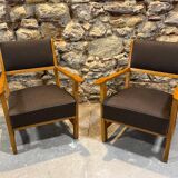 Pair of restored retro armchairs in the style of Krásná Jizba, 1960s