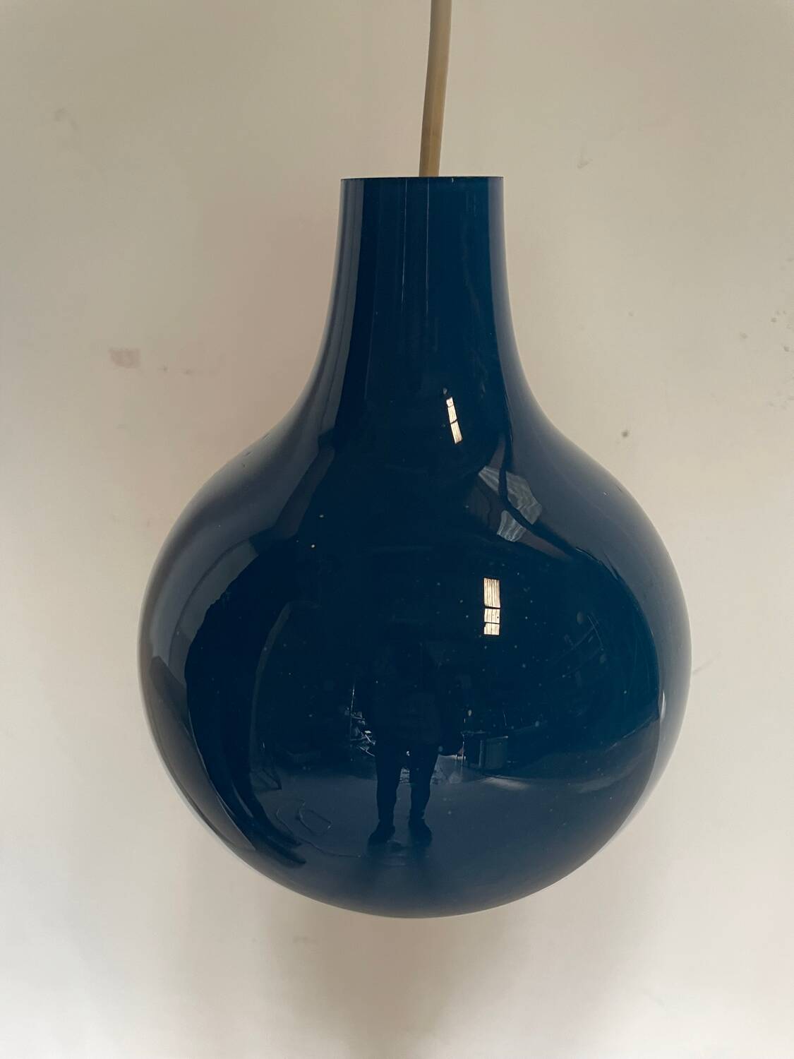 Peill and Putzler mid century vintage blue glass pendant chandelier