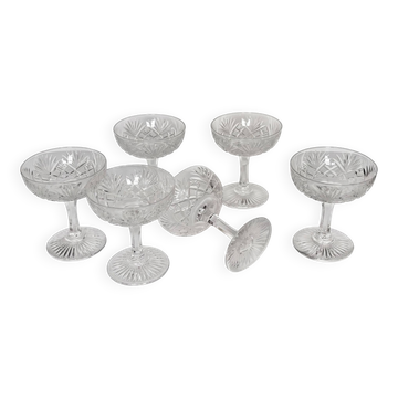 Set of 6 crystal champagne glasses from Saint-Louis | Gavarni model