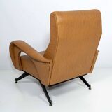 Marco Zanuso Style Mid-Century Modern Italian Leather Lounge Chair, 1970s