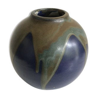 Vase boule en grès de Puisaye céramique de Léon Pointu période art Nouveau 1910