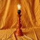 Large vintage lamp base in orange lacquered wood