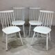 Lot of 4 white wooden chairs