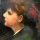 HST painting "Portrait of a young woman with a red bow" 19th century for restoration