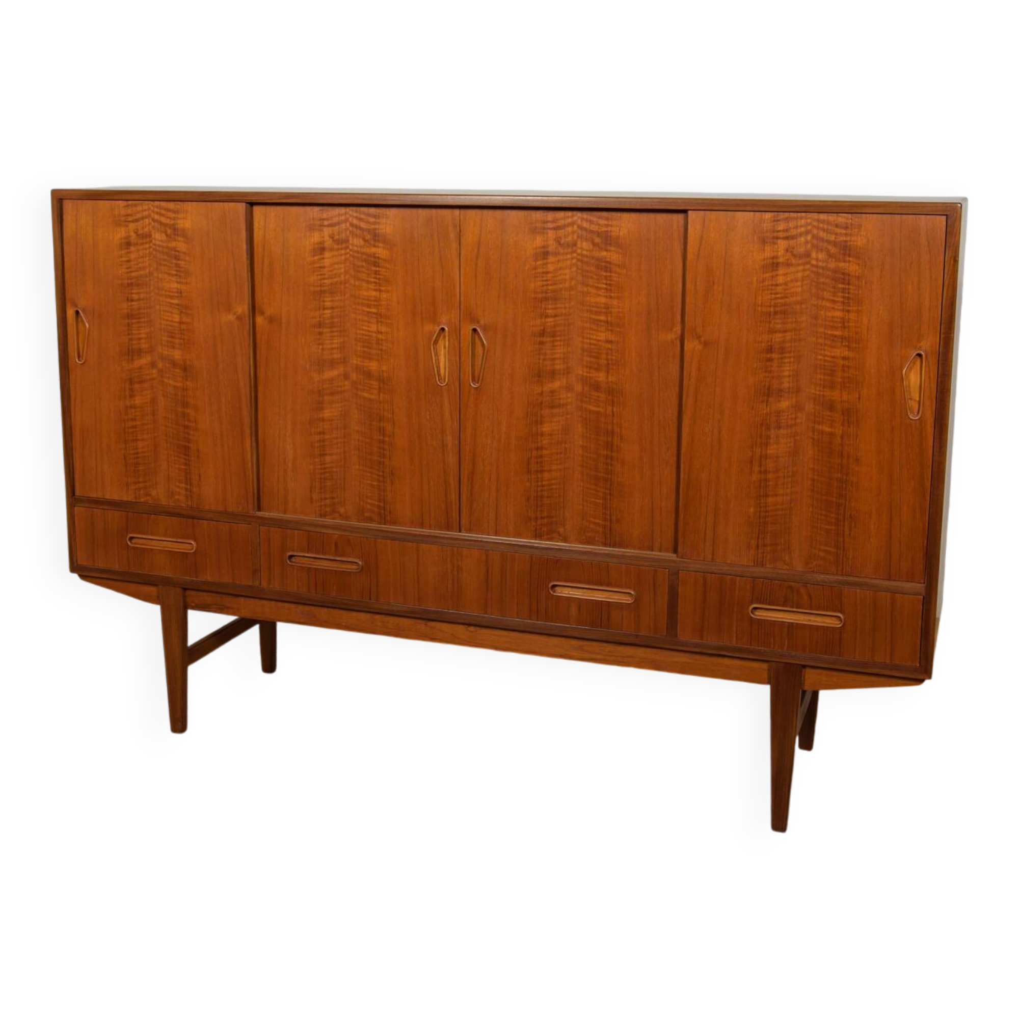 Mid-Century Teak High Sideboard, Denmark, 1960s
