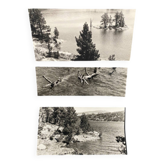 Set of 3 vintage photographs by Bernard Darot, Lac Ile Sapins, 20th century