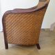 Colonial style armchair - woven rattan and exotic wood - vintage