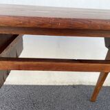 Modernist wooden desk with compass feet 1950