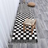 2x10 Checkered Turkish Vintage Runner Rug 69x294Cm