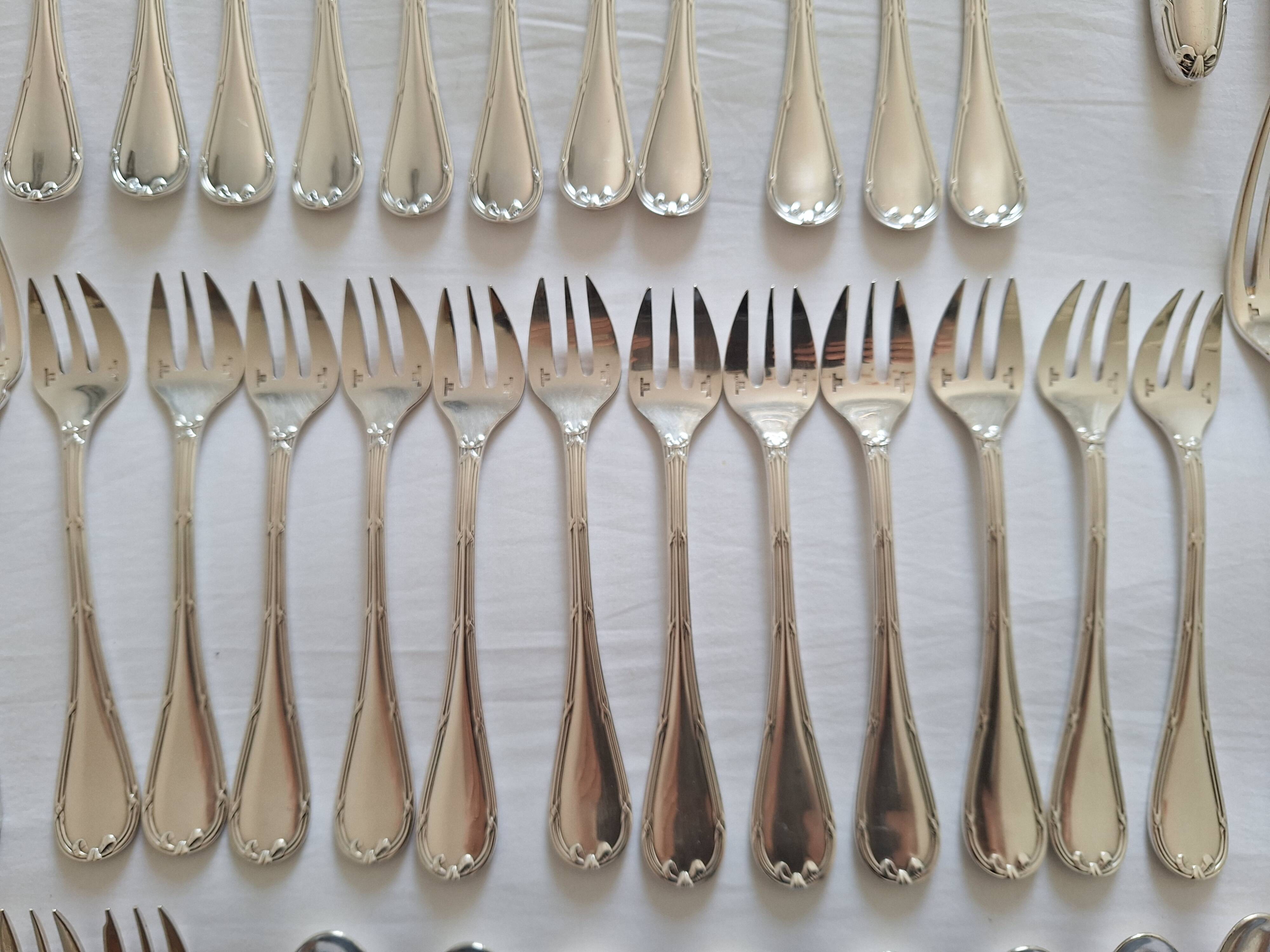 Christofle Rubans Cutlery Set - 133 pieces in silver-plated metal