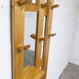 Wall-mounted coat rack, mountain style, pine, honey colour, 1970.