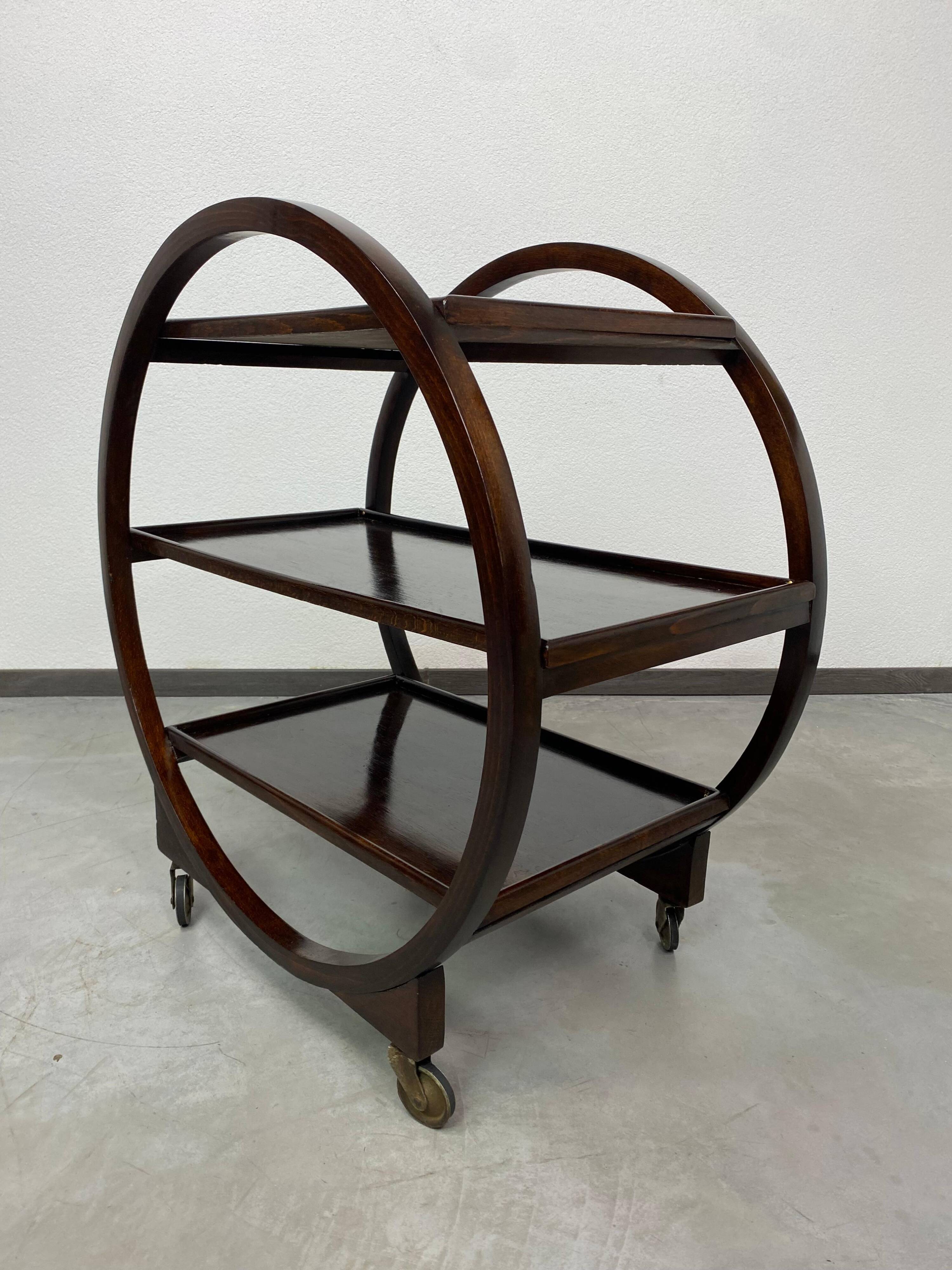 Art Deco service trolley no. 1157 by Thonet Debrecen 1930