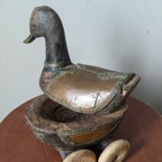 Jouet de collection vintage canard en bois