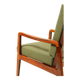 Fauteuil vintage avec coussins et boucles vertes en bois, 1980