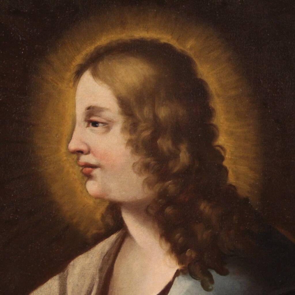 Peinture italienne antique d'un saint du XVIIIe siècle
