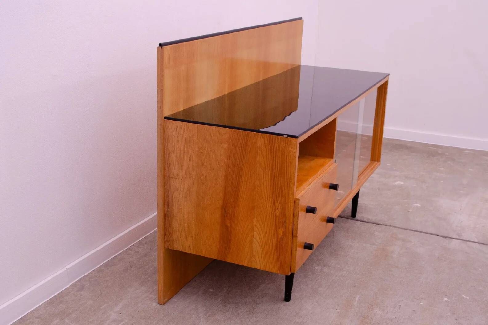 Mid-century glazed cabinet bookcase by Mojmír Požár
