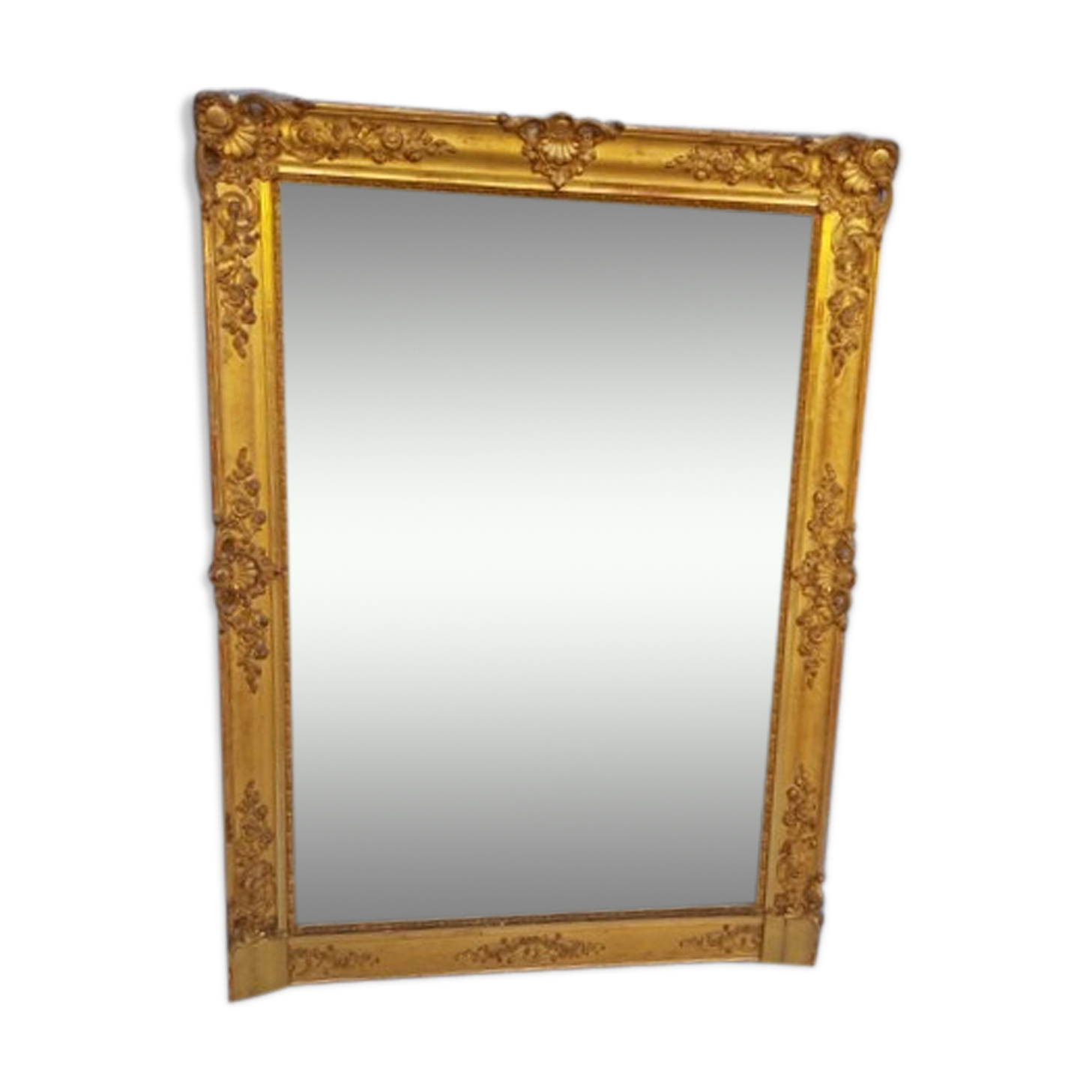 Large mirror in wood and gilded stucco, 19th century, 155 X 112 cm