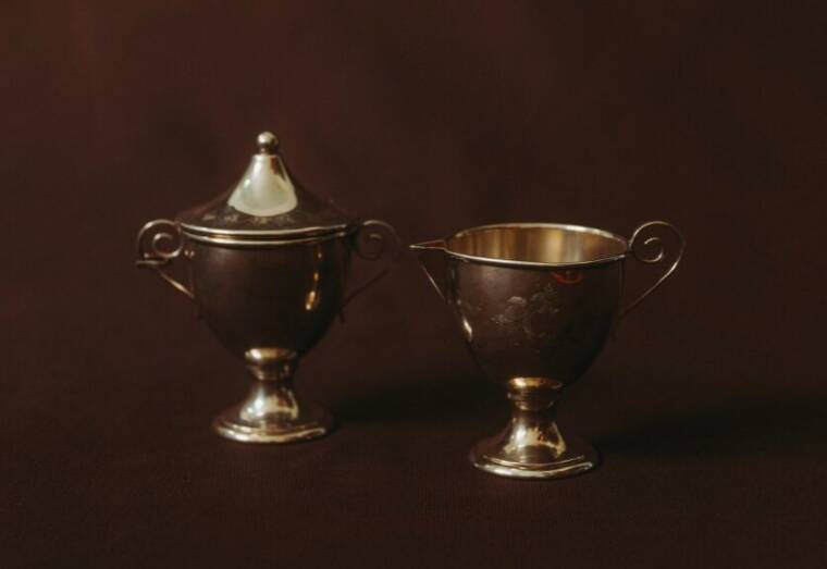 Vintage silver plated milk and sugar set