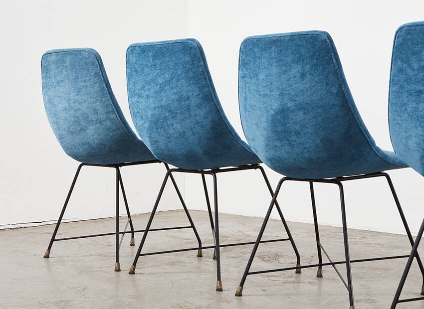 Augusto Bozzi Set of 6 Aster Dining Chairs for Saporiti Italy 1950s