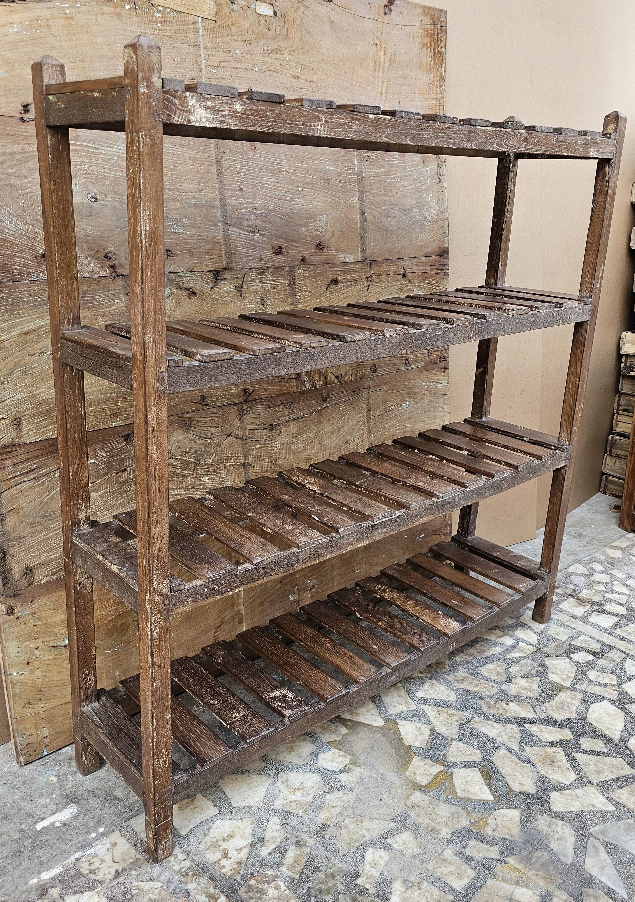 Antique Burmese teak workshop rack - shelf