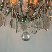 Silver bronze cage chandelier with crystal grapevines circa 1900