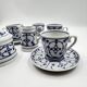 Set of 4 winterling cups, milk jug and sugar bowl