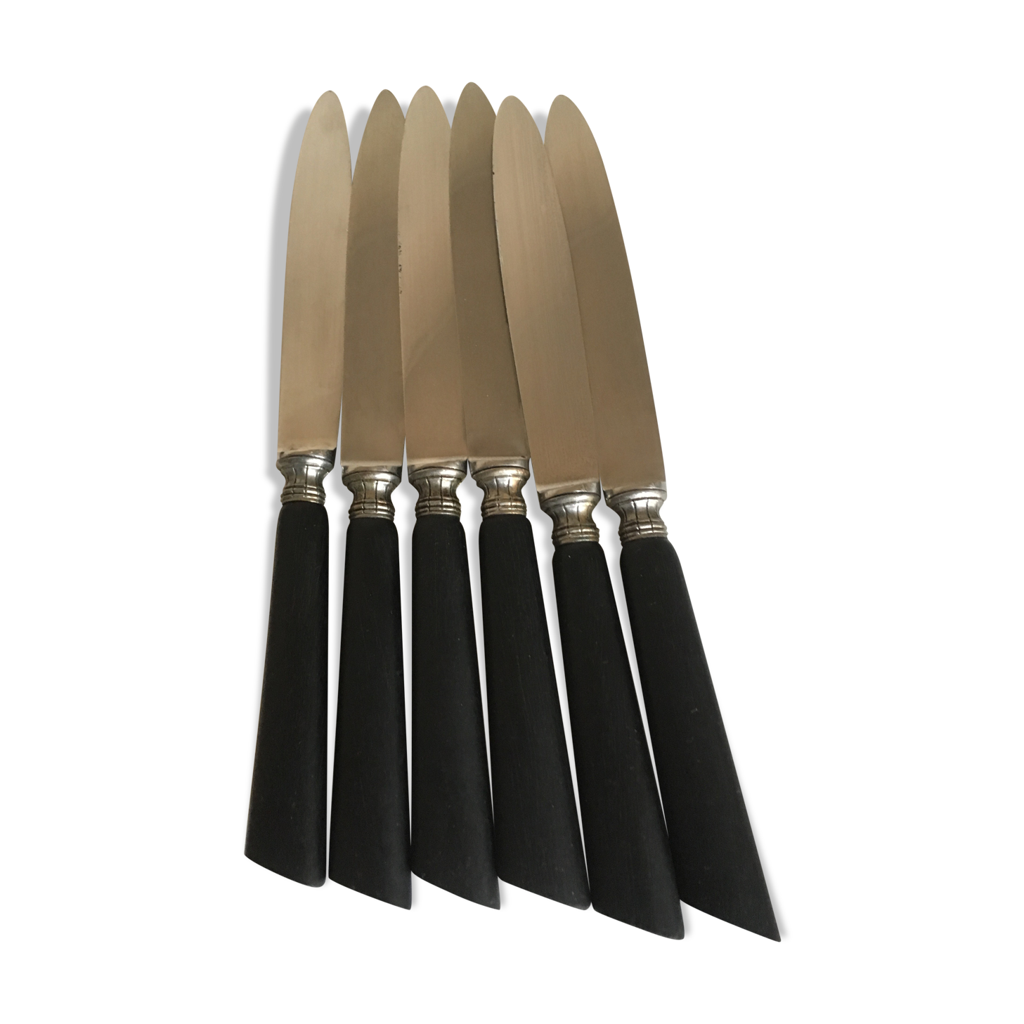 series of 6 19th ebony wooden table knives