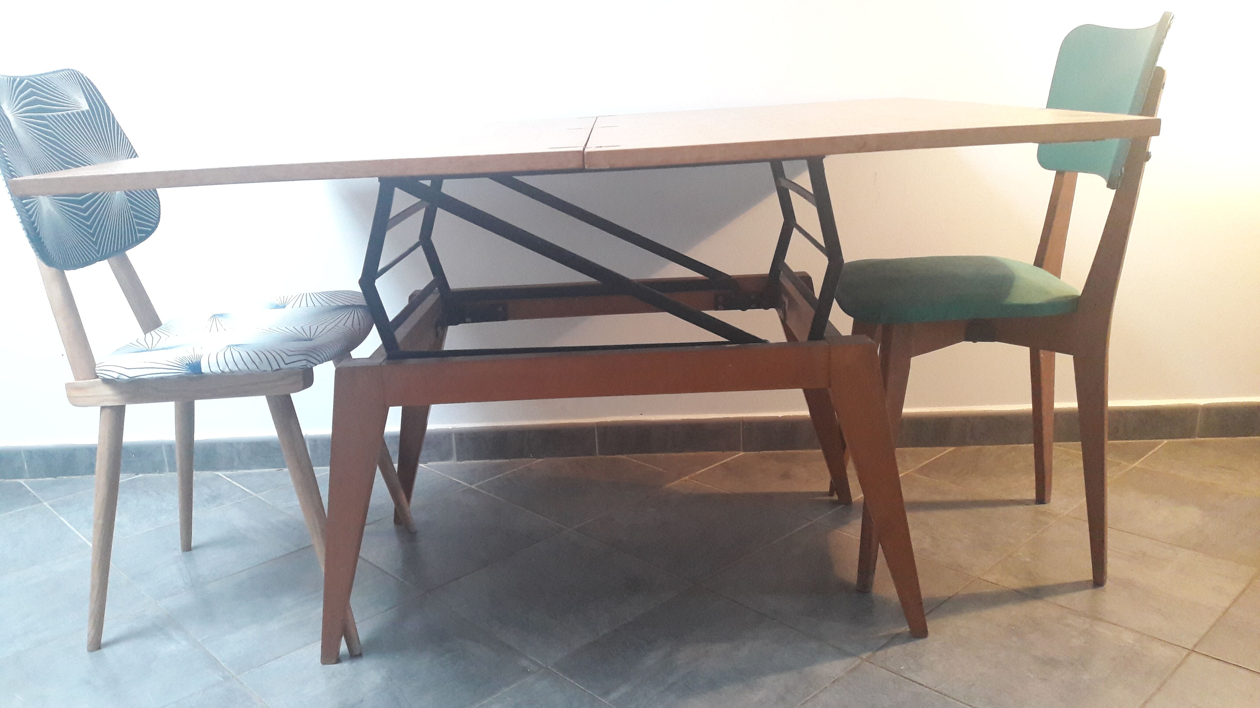 Table basse 2 en 1 relevable 1960