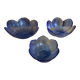 Set of 3 Cobalt Blue Moulded Glass Bowls in Flower Petal Shape Vintage