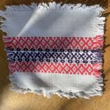 6 towels in Basque cotton patterns pink and indigo blue vintage