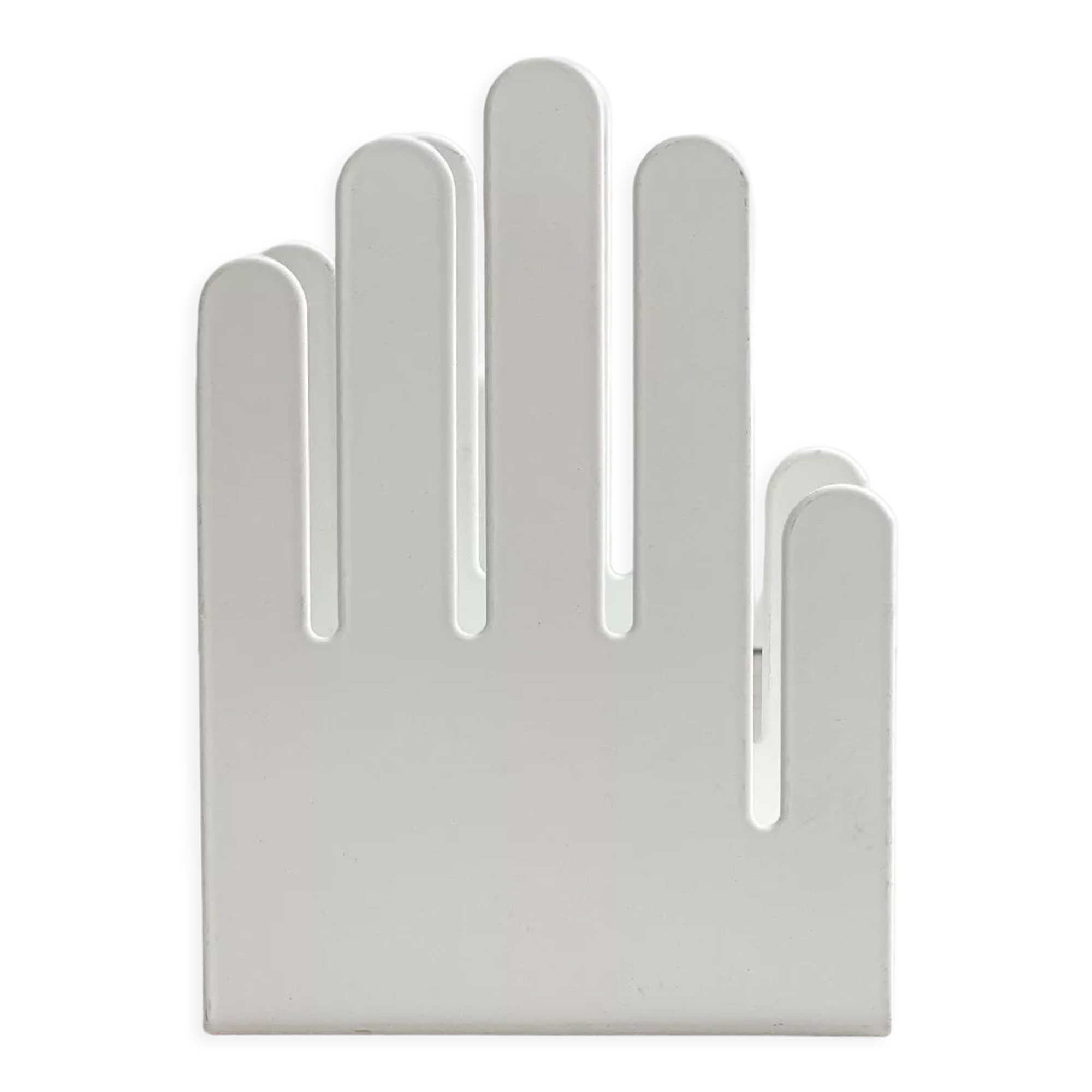 Vintage white metal hand letter holder