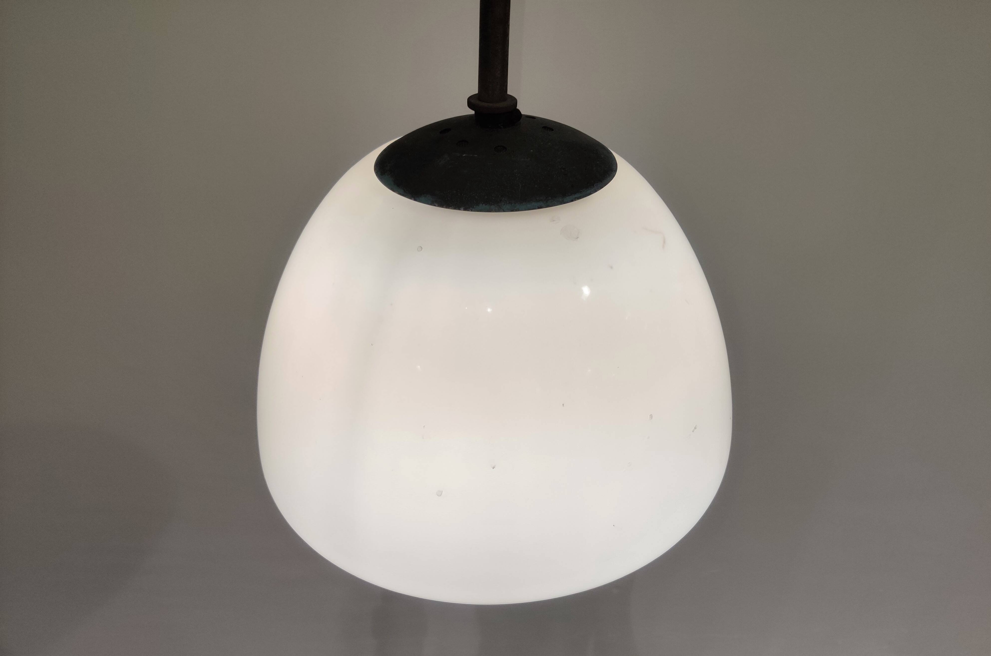 Antique opaline pendant light, 1930s