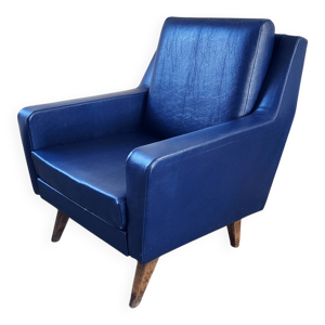 fauteuil Vintage Skaï - bleu