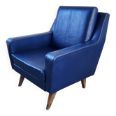 Vintage Blue Skaï Armchair — 1960s Design