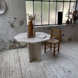Octagonal travertine coffee table