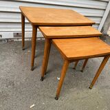 3 wooden nesting tables, 50s-60s
