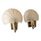 Pair of vintage shell glass wall lights, Art Deco style fixtures.