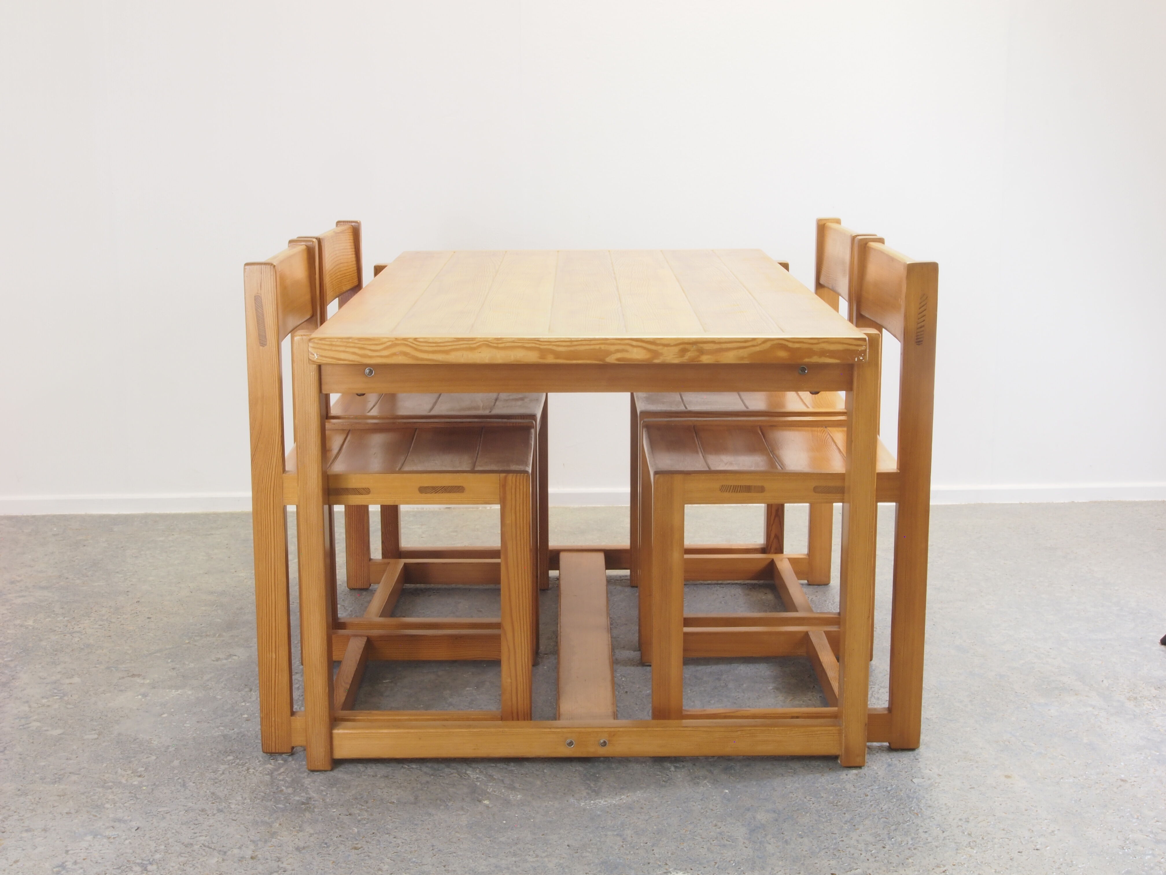 Vintage pine Scandinavian dinner set by Hugo Svensson for Bjarnums Mobelfrabiker