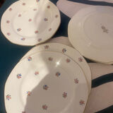 Dessert plate and porcelain dish with a multicoloured floral pattern vintage.