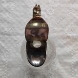 Cut crystal ewer and brass