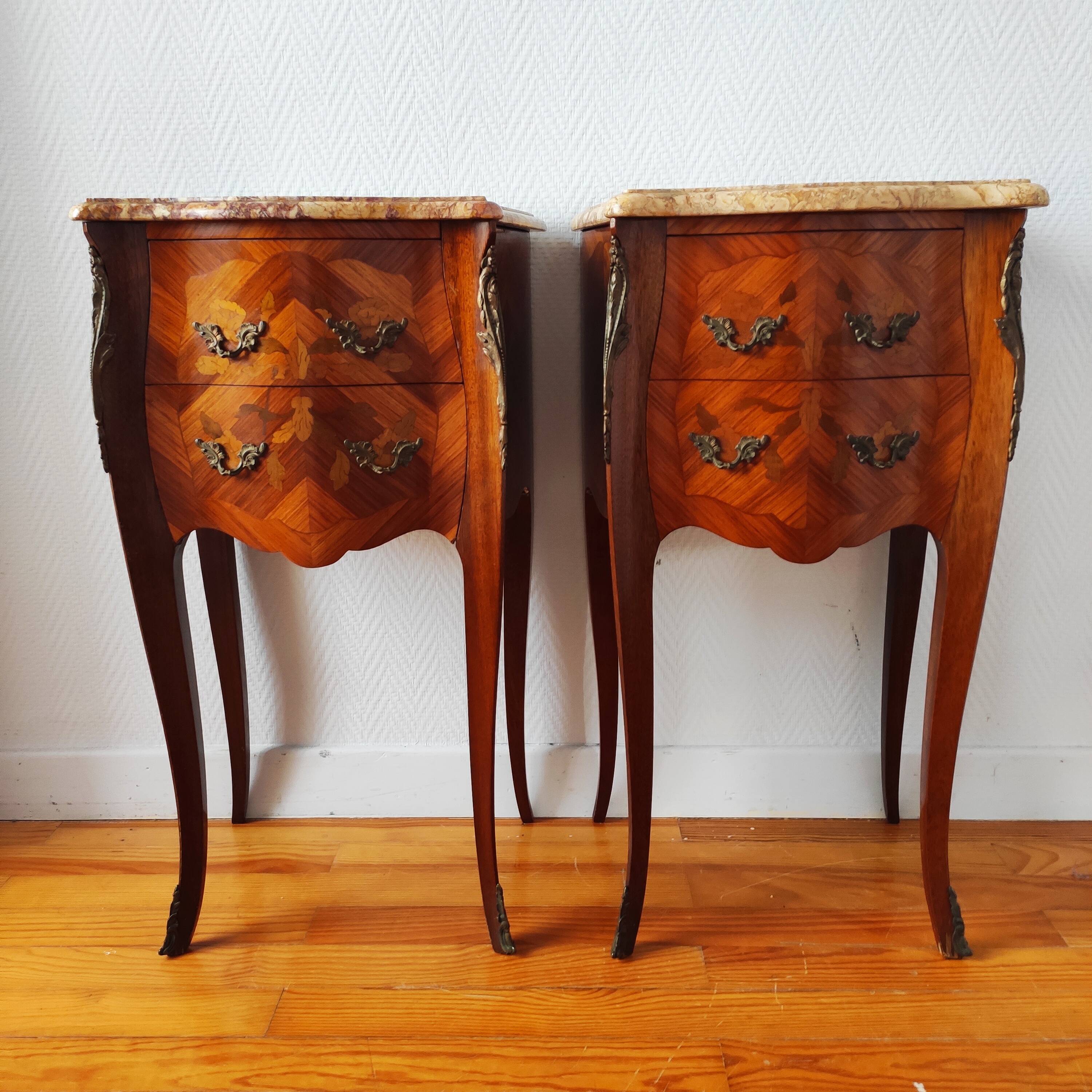 Pair of Louis XV style bedside tables