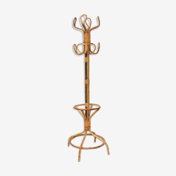 Bamboo and rattan coat holder, 1960