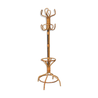 Bamboo and rattan coat holder, 1960