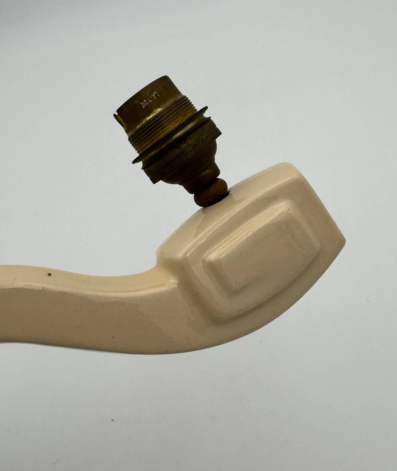 Vintage earthenware wall light, ivory white