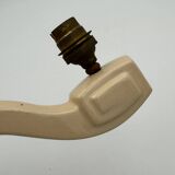 Vintage earthenware wall light, ivory white