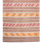 5x6 Vintage Red & Orange Striped Kilim Rug, 163x193Cm