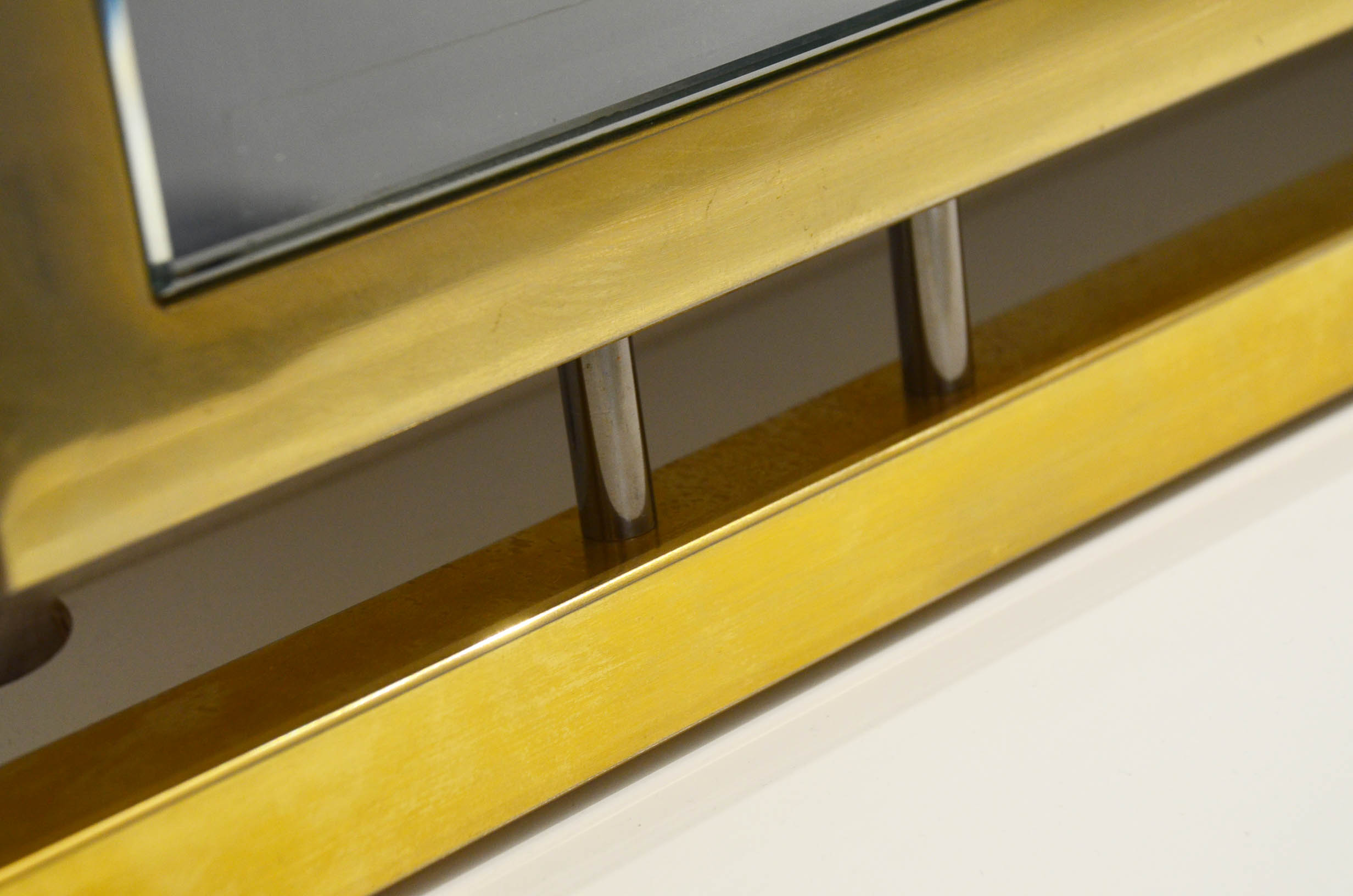 Modernist Italian mirror chrome steel gold 70 71 X 71