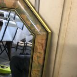 Deux miroirs en bois motif de fleurs