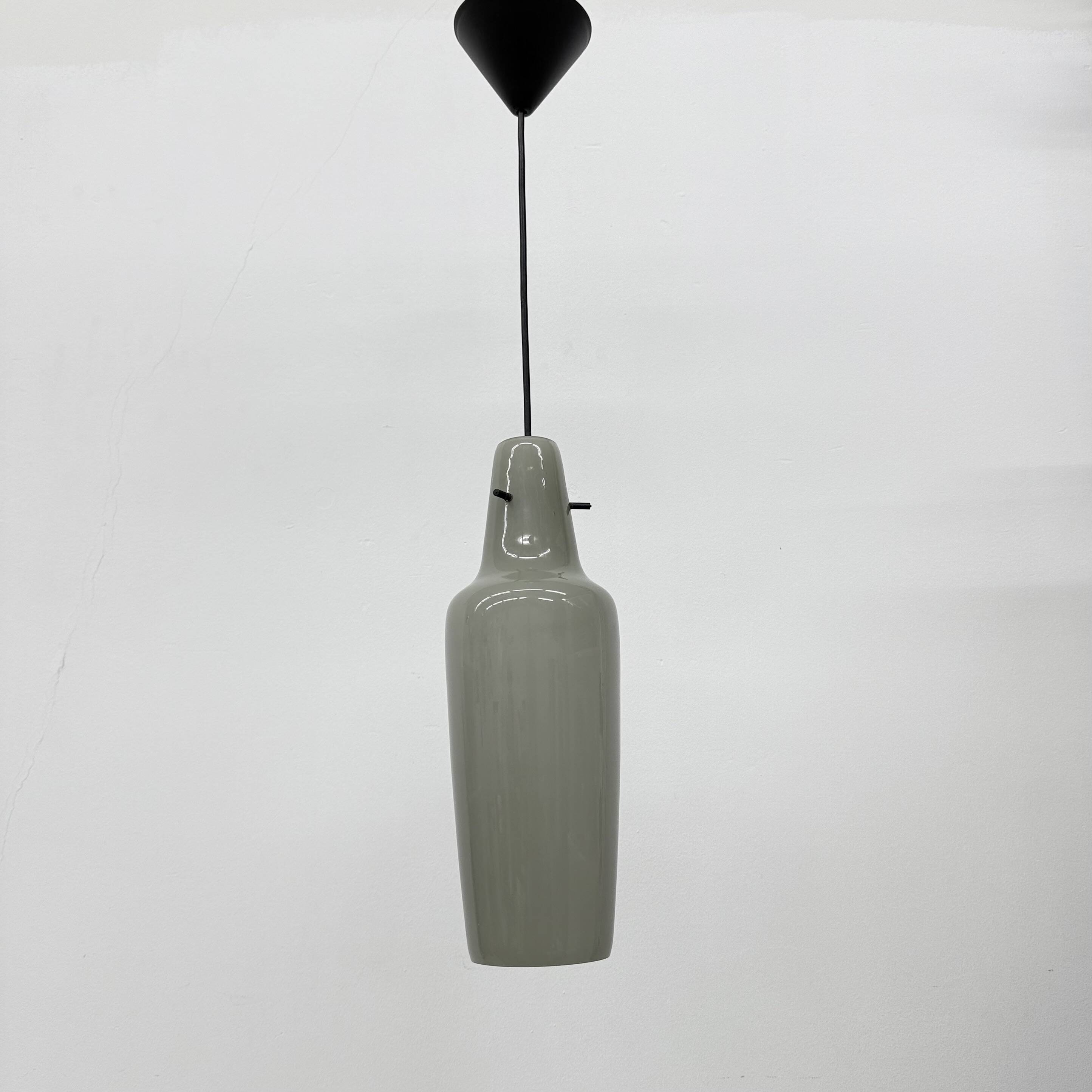 Mid-century grey glass pendant hanging lamp , 1960s Scandinavian